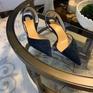 Christian Louboutin Viola 55 blue suede kitten heels